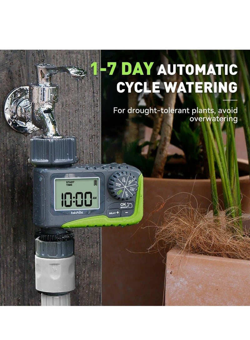 RAINPOINT Irrigation Timer – Automatic Watering Timer with Large LCD Screen, Programmable Garden Hose Timer with Rain Delay - Image 4